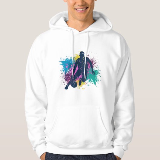 Grungy-kleurenschokken van Basketball Player Hoodie (Voorkant)