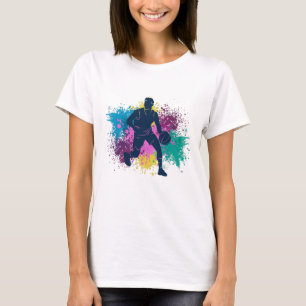 Grungy-kleurenschokken van Basketball Player T-shirt