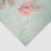 Grungy Large Pink Flower Pattern on Aqua BG Tissuepapier (Detail)