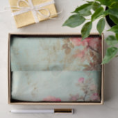 Grungy Large Pink Flower Pattern on Aqua BG Tissuepapier (Geschenk)