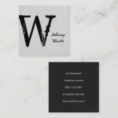 Grungy Large Type Monogram Vierkante Visitekaartje (Voorkant / Achterkant)