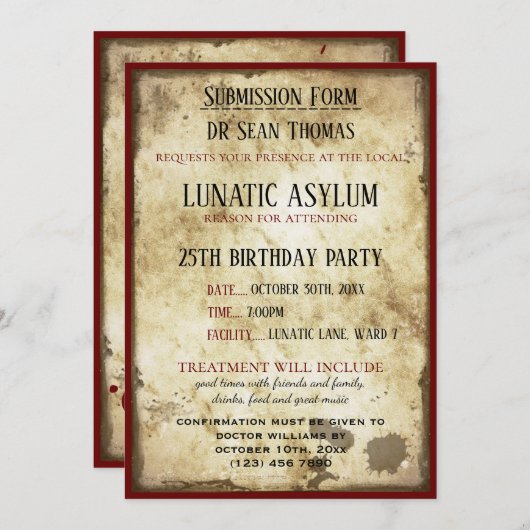 Grungy Lunatic Asylum Birthday Kaart (Voorkant / Achterkant)