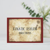Grungy Lunatic Asylum Birthday Party Informatiekaartje (Staand voorkant)