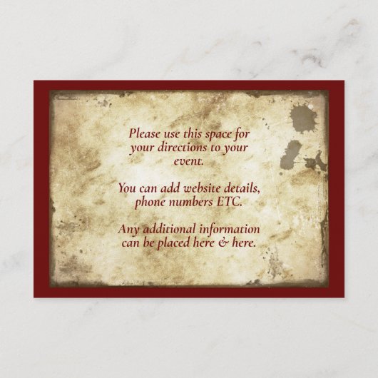 Grungy Lunatic Asylum Birthday Party Informatiekaartje (Achterkant)