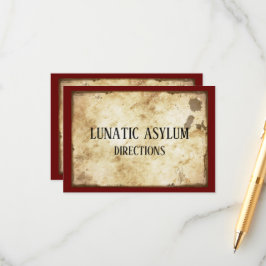 Grungy Lunatic Asylum Birthday Party Informatiekaartje