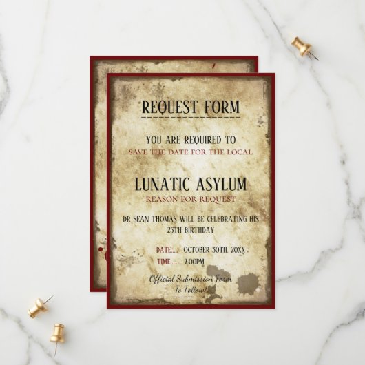 Grungy Lunatic Asylum Birthday Save The Date (Voorkant / Achterkant in situ)