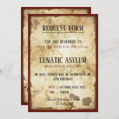 Grungy Lunatic Asylum Birthday Save The Date (Voorkant / Achterkant)