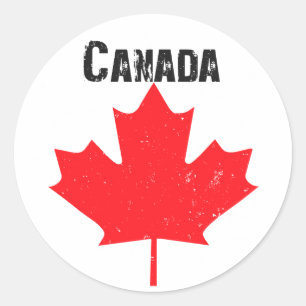 Grungy maple leaf design ronde sticker