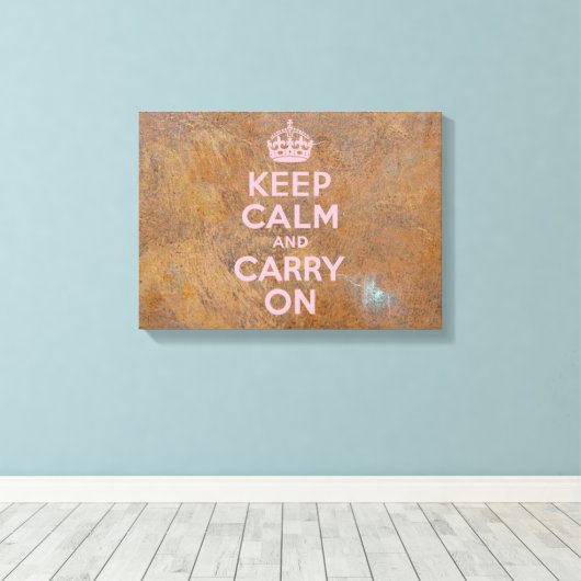 Grungy Metal Bord houdt kalm in roze Canvas Afdruk (Insitu (Houten vloer))