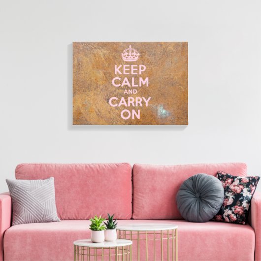 Grungy Metal Bord houdt kalm in roze Canvas Afdruk (Insitu (Woonkamer))