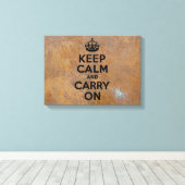Grungy Metal Bord Keep Calm in Black Canvas Afdruk (Insitu (Houten vloer))
