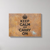 Grungy Metal Bord Keep Calm in Black Canvas Afdruk (Voorkant)