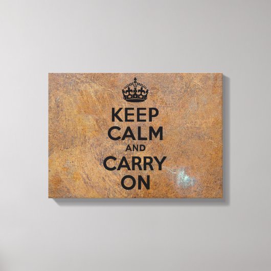 Grungy Metal Bord Keep Calm in Black Canvas Afdruk (Voorkant)