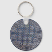 Grungy Metal Telefonica Manhole Sleutelhanger (Voorkant)