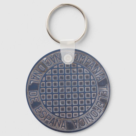 Grungy Metal Telefonica Manhole Sleutelhanger (Voorkant)