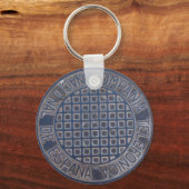 Grungy Metal Telefonica Manhole Sleutelhanger (Voorkant)