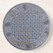 Grungy Metal Telefonica Manhole Zandsteen Onderzetter (Voorkant)