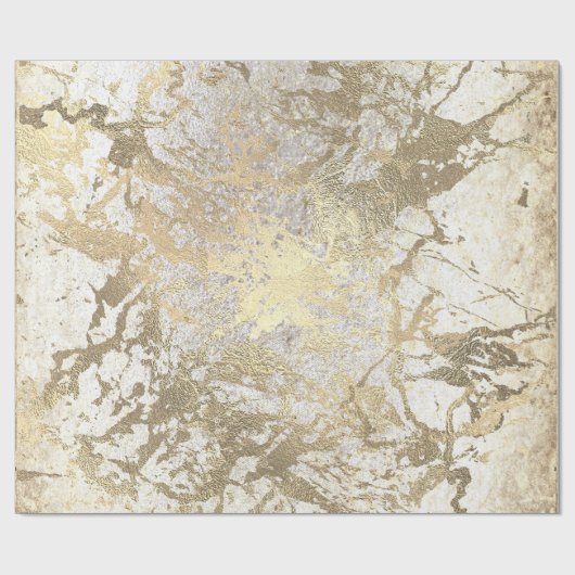 Grungy Molten Gold Parly Marble Shiny Metallic Cadeaupapier (Vlak)