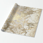Grungy Molten Gold Parly Marble Shiny Metallic Cadeaupapier (Uitgerold)