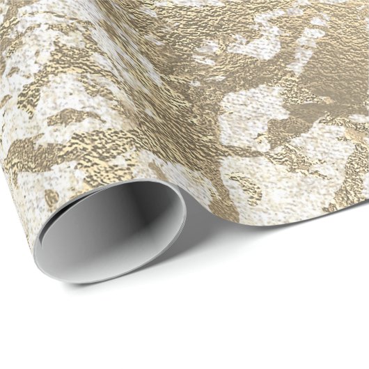 Grungy Molten Gold Parly Marble Shiny Metallic Cadeaupapier (Rol Hoek)