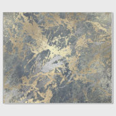 Grungy Molten Silver Gold Marble Shiny Metallic Cadeaupapier (Vlak)