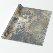 Grungy Molten Silver Gold Marble Shiny Metallic Cadeaupapier (Uitgerold)