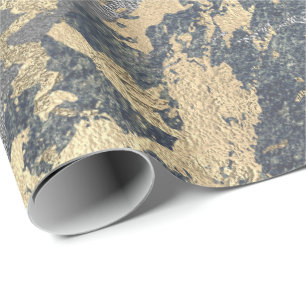 Grungy Molten Silver Gold Marble Shiny Metallic Cadeaupapier