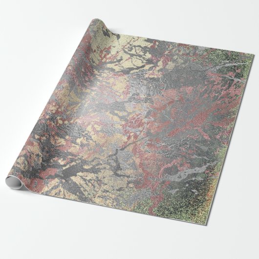 Grungy Molten Silver Roos Gold Pink Marble Metal Cadeaupapier (Uitgerold)