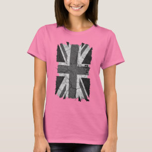 Grungy Monochrome vlag (Union Jack) T-shirt