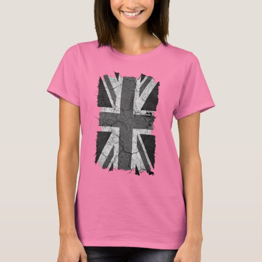 Grungy Monochrome vlag (Union Jack) T-shirt (Voorkant)