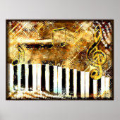Grungy musical piano-toetsenbord Poster (Voorkant)