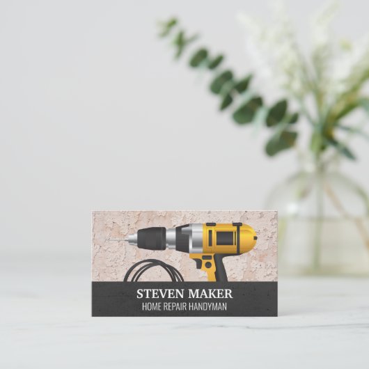 Grungy muur achtergrond | Power boor Visitekaartje (Staand voorkant)