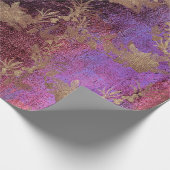Grungy Paarse oude maroon gouden krans Blush Royal Cadeaupapier (Hoek)