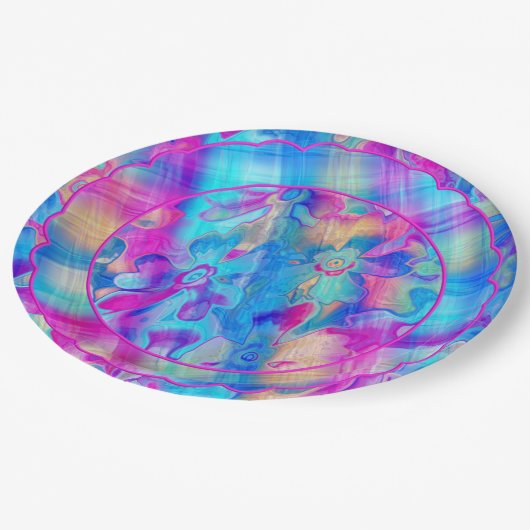 Grungy-Painted-Florals-and-Pset-4-Scallop- Papieren Bordje (Gekanteld)