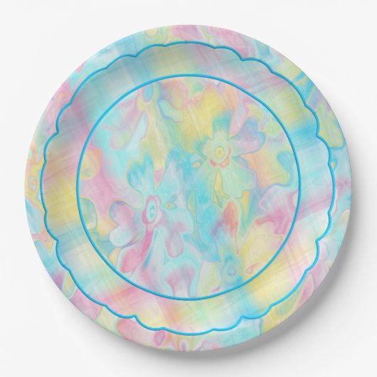 Grungy-Painted-Florals-Pset-1-Scallop Papieren Bordje (Voorkant)