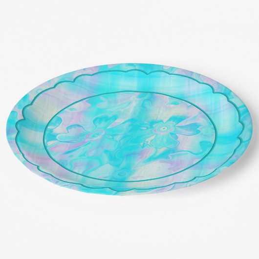 Grungy-Painted-Florals-Pset-3-Scallop Papieren Bordje (Gekanteld)