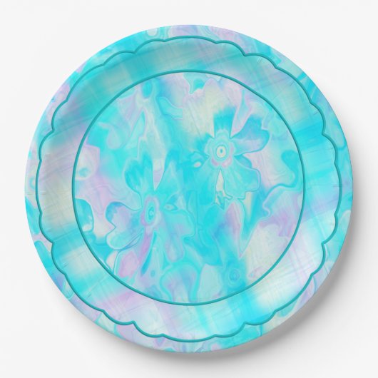 Grungy-Painted-Florals-Pset-3-Scallop Papieren Bordje (Voorkant)