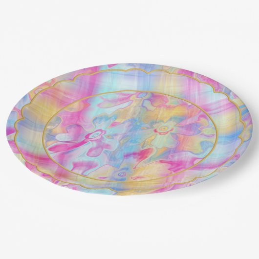 Grungy-Painted-Florals-Pset-5-Scallop- Papieren Bordje (Gekanteld)