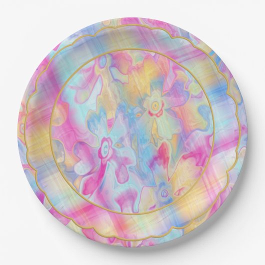 Grungy-Painted-Florals-Pset-5-Scallop- Papieren Bordje (Voorkant)