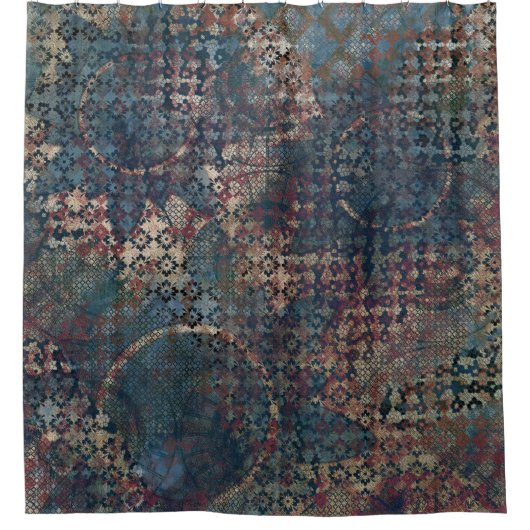 Grungy Patronen met Slordig Lapwerk van Texturen Douchegordijn (Voorkant)