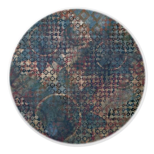 Grungy Patronen met Slordig Lapwerk van Texturen Keramische Knop (Voorkant)