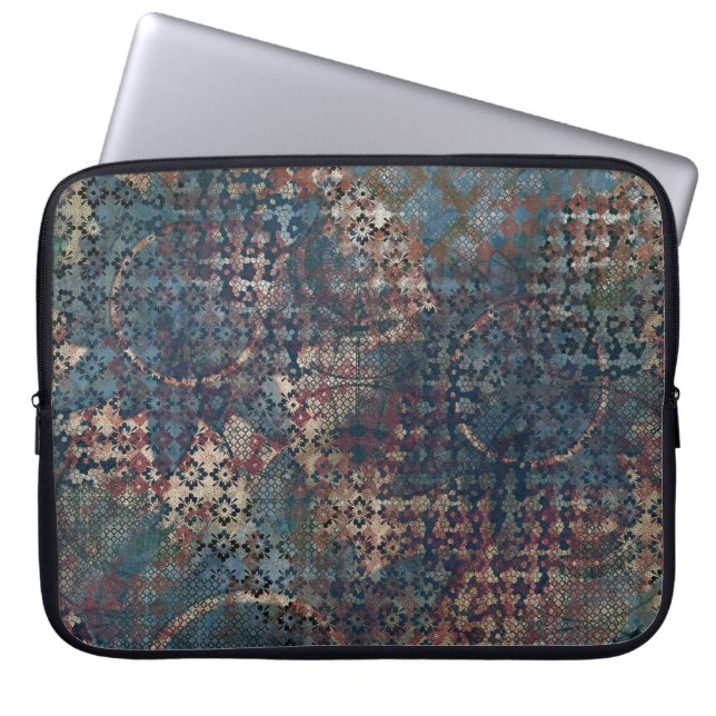 Grungy Patronen met Slordig Lapwerk van Texturen Laptop Sleeve (Voorkant)