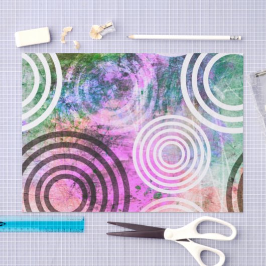 Grungy Pink/Green Circle Patroon Tissuepapier (Craft)