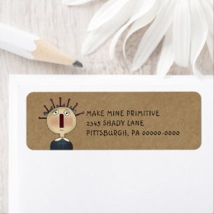 Grungy Primitive Rag Doll Country Return Address L Etiket