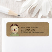 Grungy Primitive Rag Doll Country Return Address L