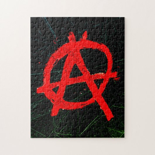 Grungy Red Anarchy Symbol Legpuzzel (Verticaal)