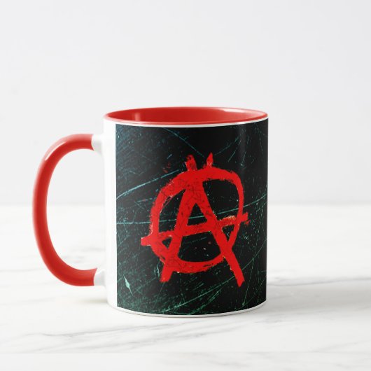 Grungy Red Anarchy Symbol Mok (Links)