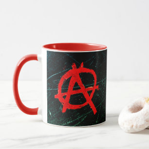 Grungy Red Anarchy Symbol Mok