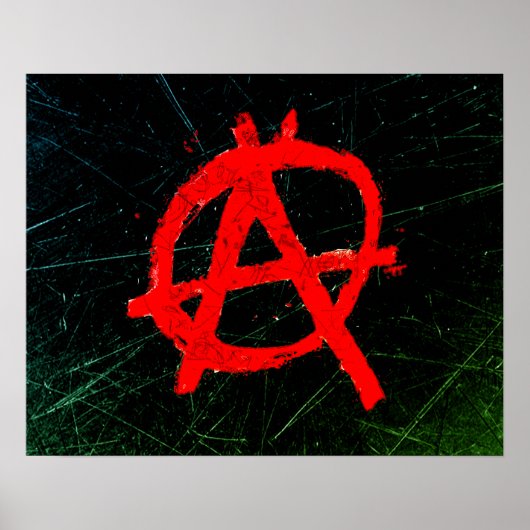 Grungy Red Anarchy Symbol Poster (Voorkant)