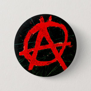 Grungy Red Anarchy Symbol Ronde Button 5,7 Cm